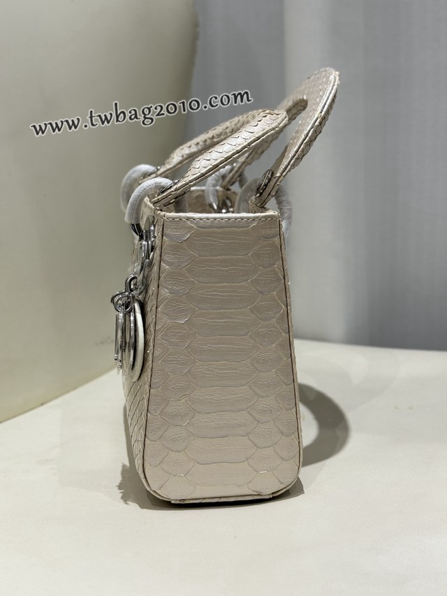 Dior专柜新款Lady女包迪奥高仿原单蟒蛇皮Ladymini三格戴妃手提单肩包 djfk1549